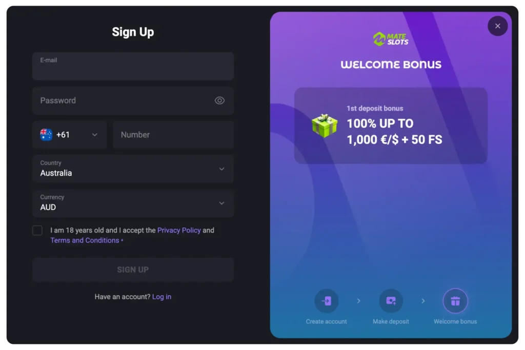 Mateslots registration